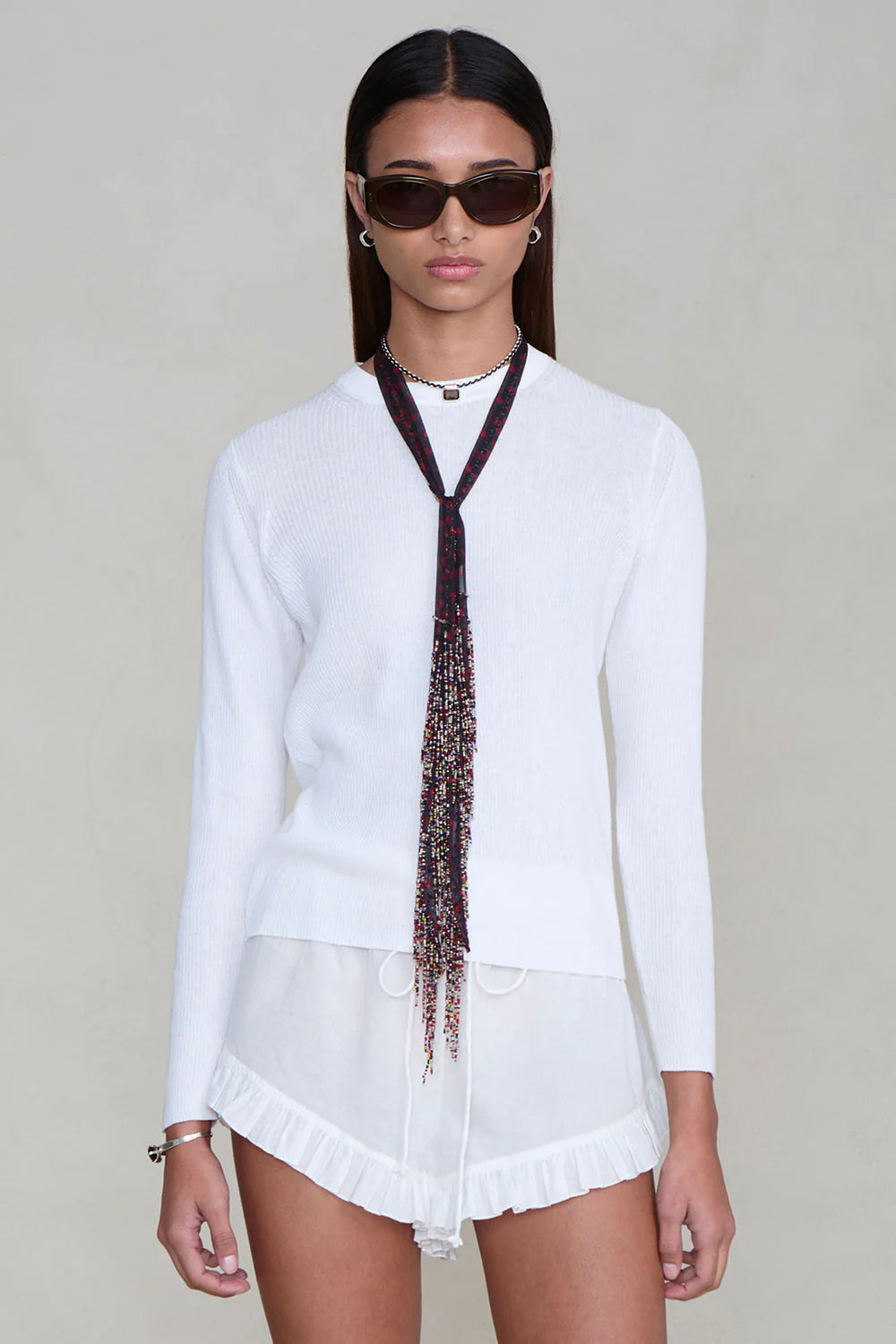 PRE-ORDER | Beaded Skinny Scarf Sapphire