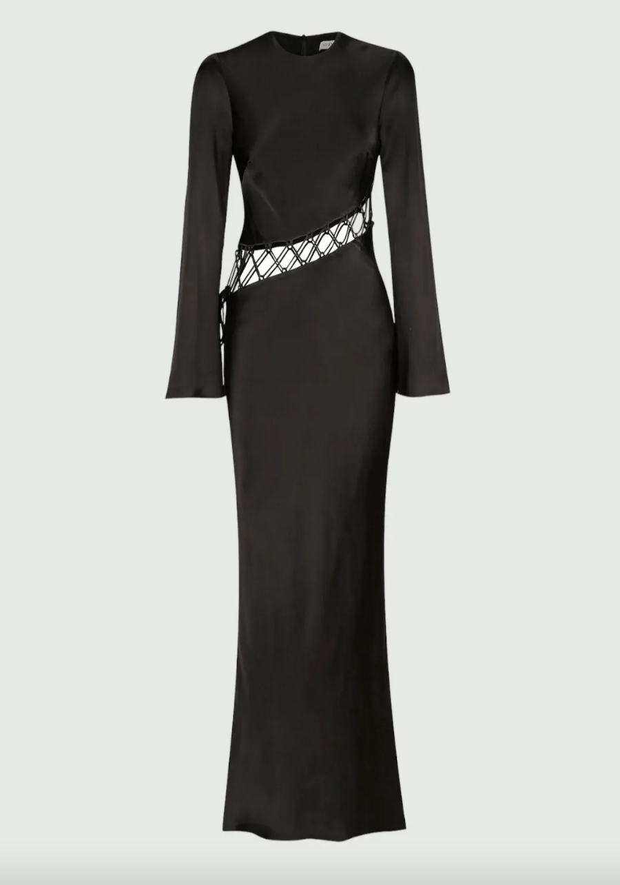 Arienzo Asymmetrical Lace Up Chiffon Maxi Dress MATTH Arienzo Asymmetrical Lace Up Chiffon Maxi Dress MATTH