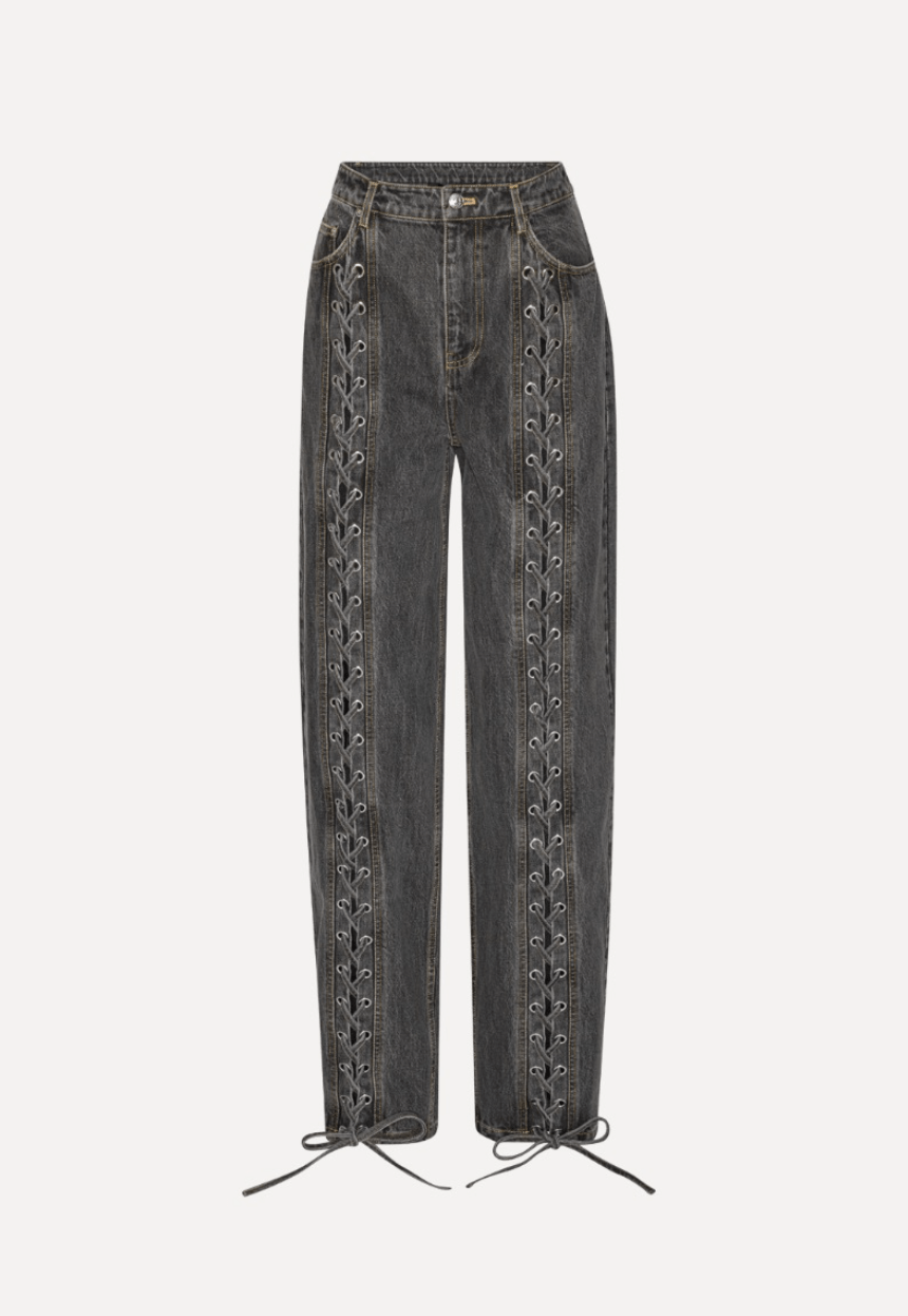 【Raucohouse】Mid grey pintuck move denim pants Folded pintuck wide denim pants - Raucohouse | 60% - Asian