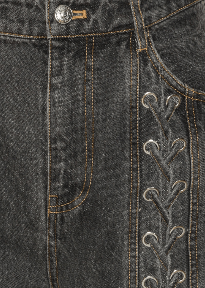 Denim Laced Up Grey Pants - MATTHÉ - jeans