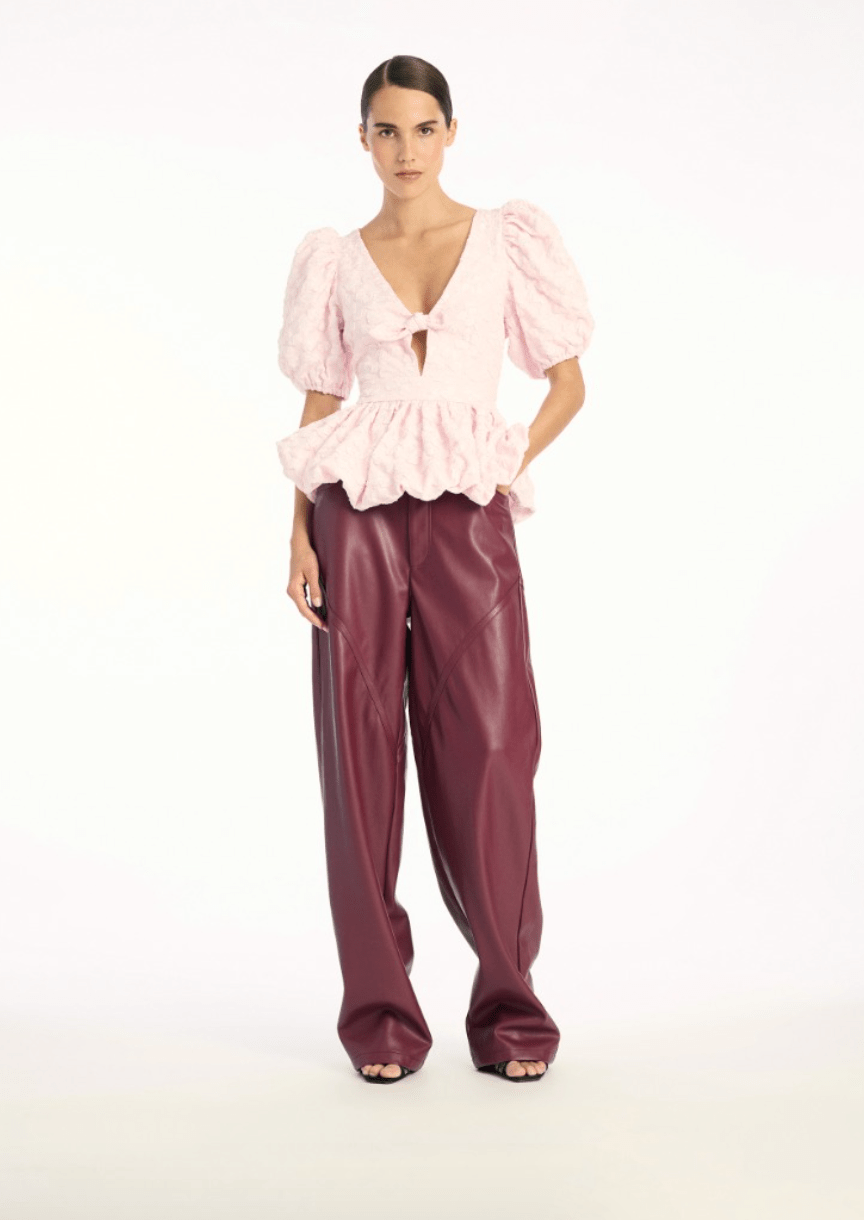 Jacquard Puff Sleeve Top | Light Pink - MATTHÉ - Top