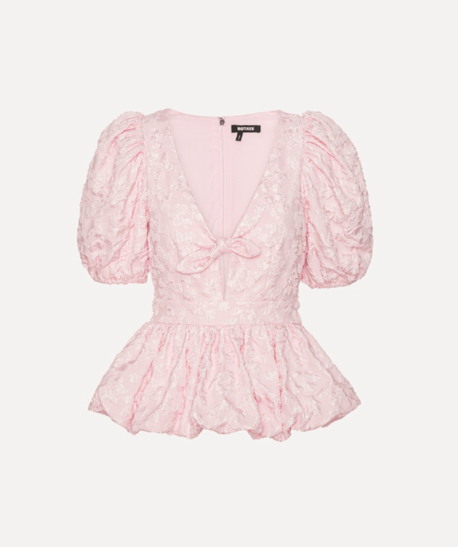 Jacquard Puff Sleeve Top | Light Pink - MATTHÉ - Top