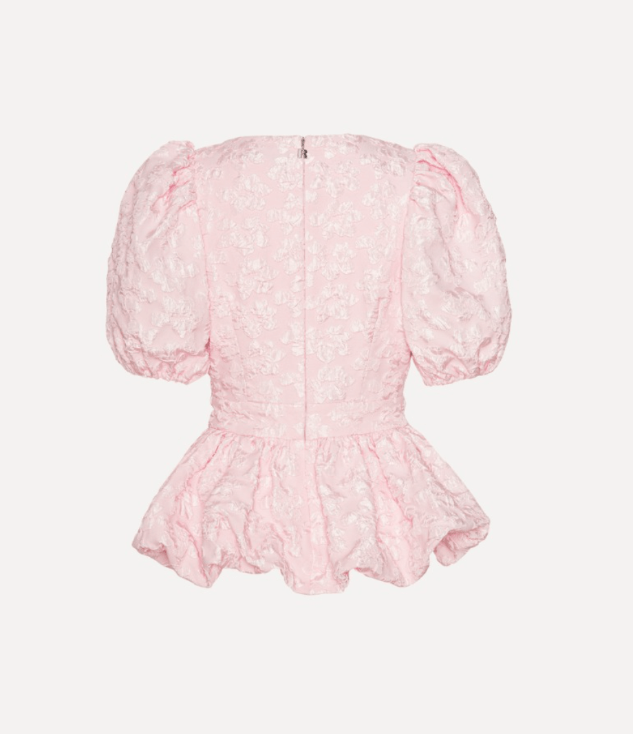 Jacquard Puff Sleeve Top | Light Pink - MATTHÉ - Top