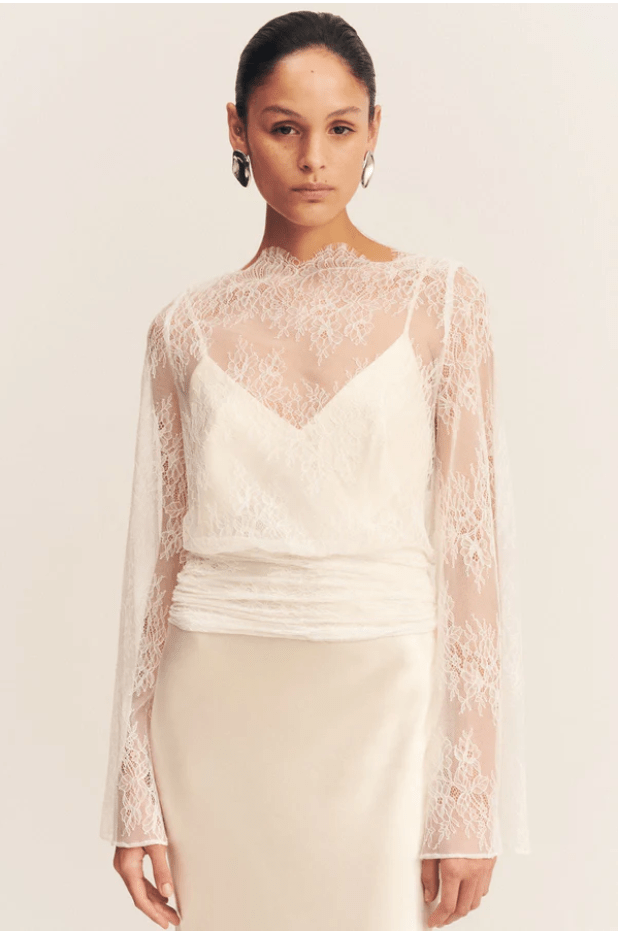 Lambert Lace Long Sleeve Tie Top - MATTHÉ - BLOUSE