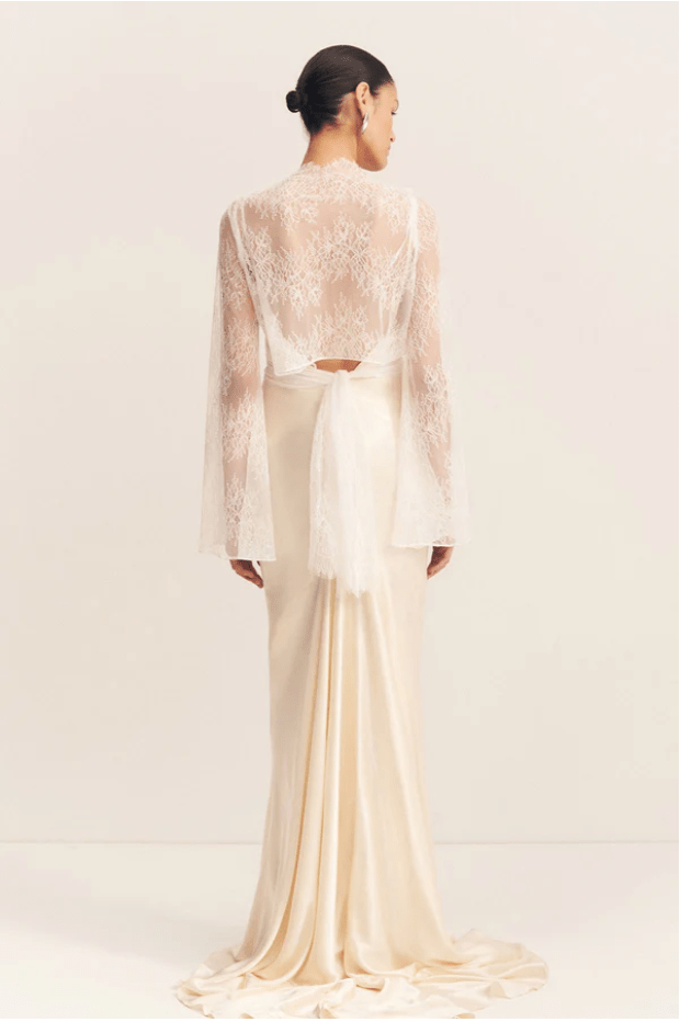 Lambert Lace Long Sleeve Tie Top - MATTHÉ - BLOUSE