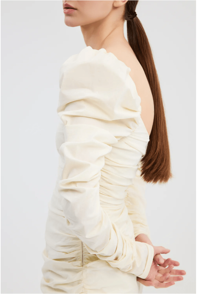 Maxine Ruched Puff Sleeve Dress - MATTHÉ - Dress
