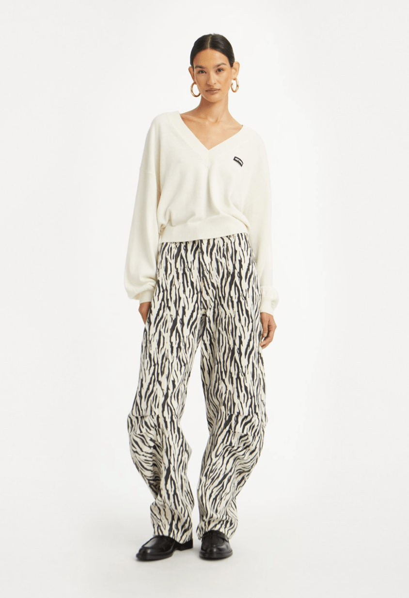 Printed Twill Cargo Pocket Barrel Pant | Zebra - MATTHÉ - Pant