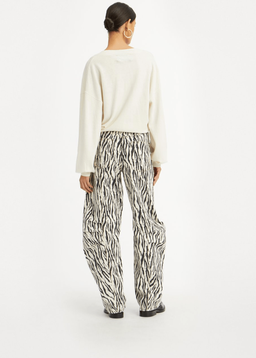 Printed Twill Cargo Pocket Barrel Pant | Zebra - MATTHÉ - Pant