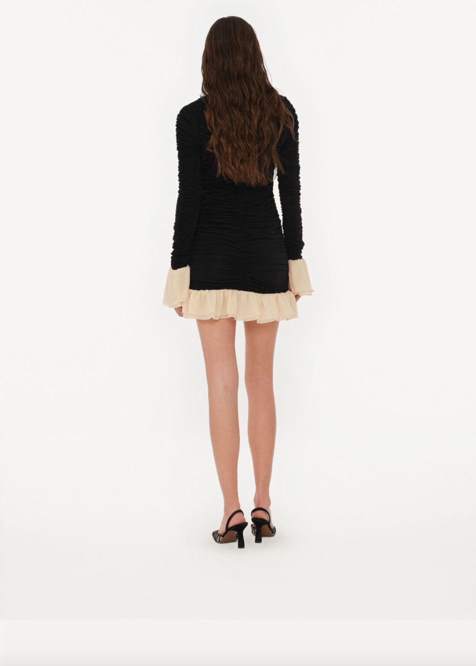 Ruched Mini Contrast Dress - MATTHÉ -