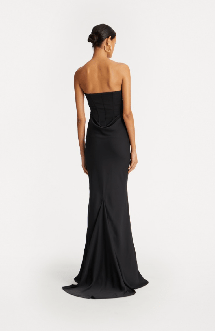 Satin Corset Maxi Dress | Black - MATTHÉ - Dress