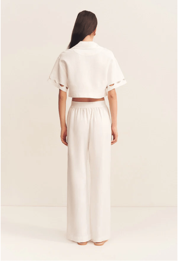 Scalloped Cropped Linen T Shirt - MATTHÉ - shirt