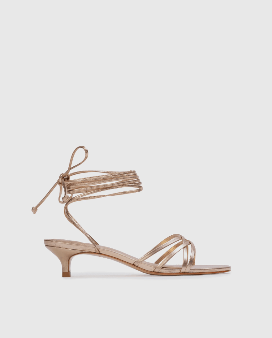 Strappy Mini Heels | Gold Leather - MATTHÉ - shoes