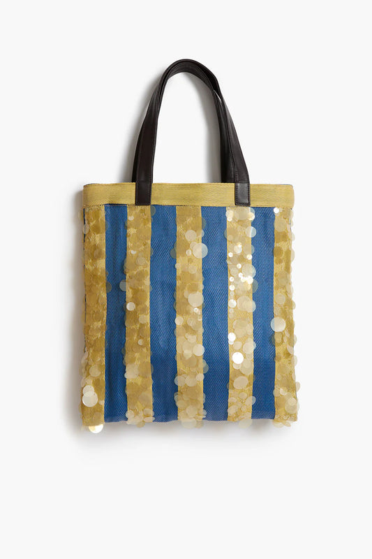 PRE-ORDER | Striped Market Tote Bag Blue