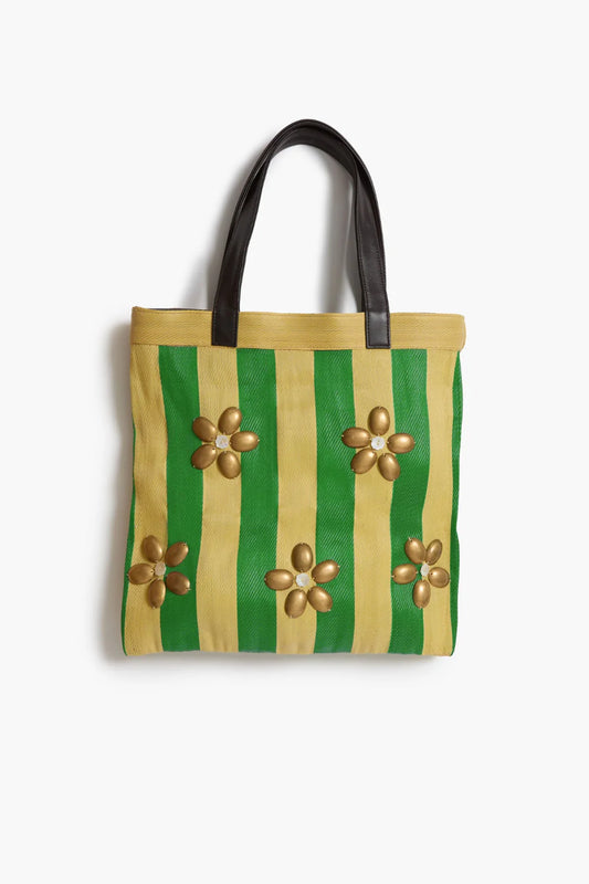 PRE-ORDER | Striped Market Tote Bag Green