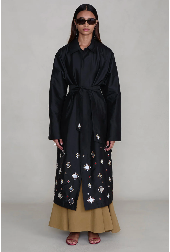 Techno Taffeta Sequin Trench