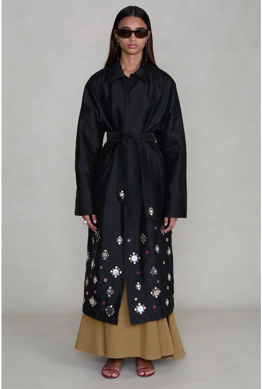 Techno Taffeta Sequin Trench