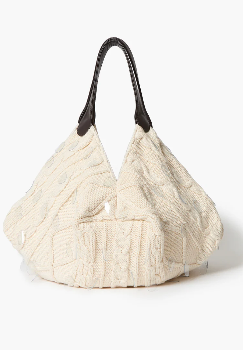 Fisherman Knit Lantern Bag Ivory