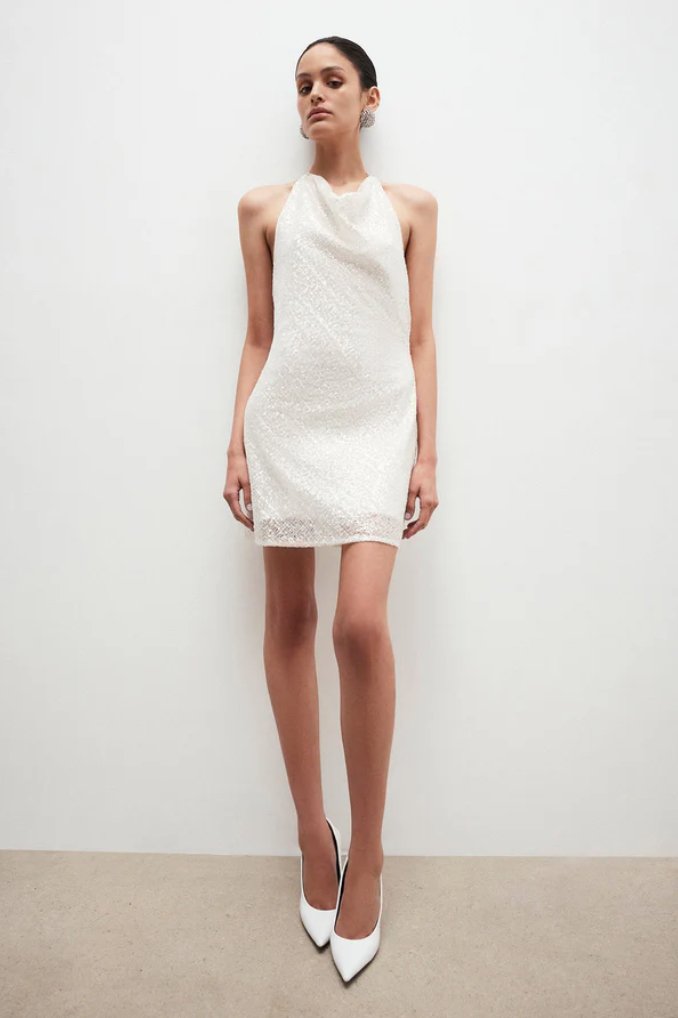 Alaya Halter Neck Mini Dress | Flirty Sleeveless A - Line Dress - MATTHÉ - Dress