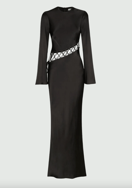 Arienzo Asymmetrical Lace Up Chiffon Maxi Dress MATTH Arienzo Asymmetrical Lace Up Chiffon Maxi Dress MATTH