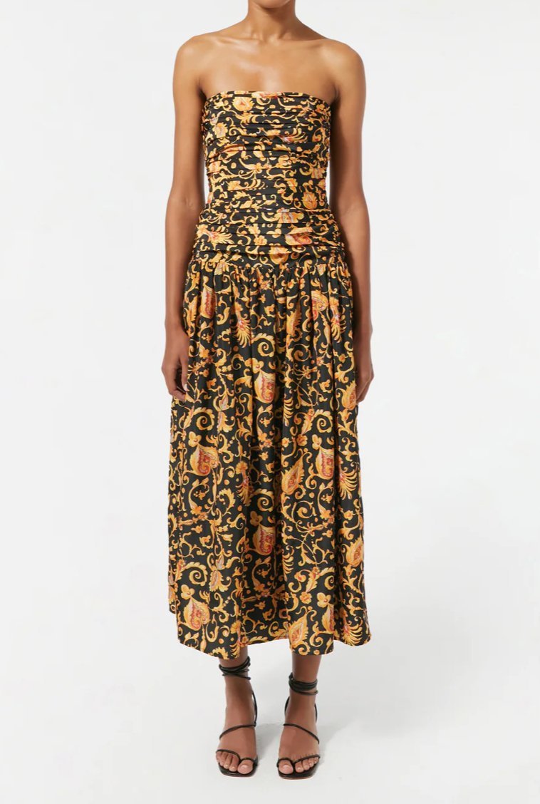 Baroque Heart Printed Midi Dress - Romantic Vintage - Inspired Silhouette - MATTHÉ - Dress