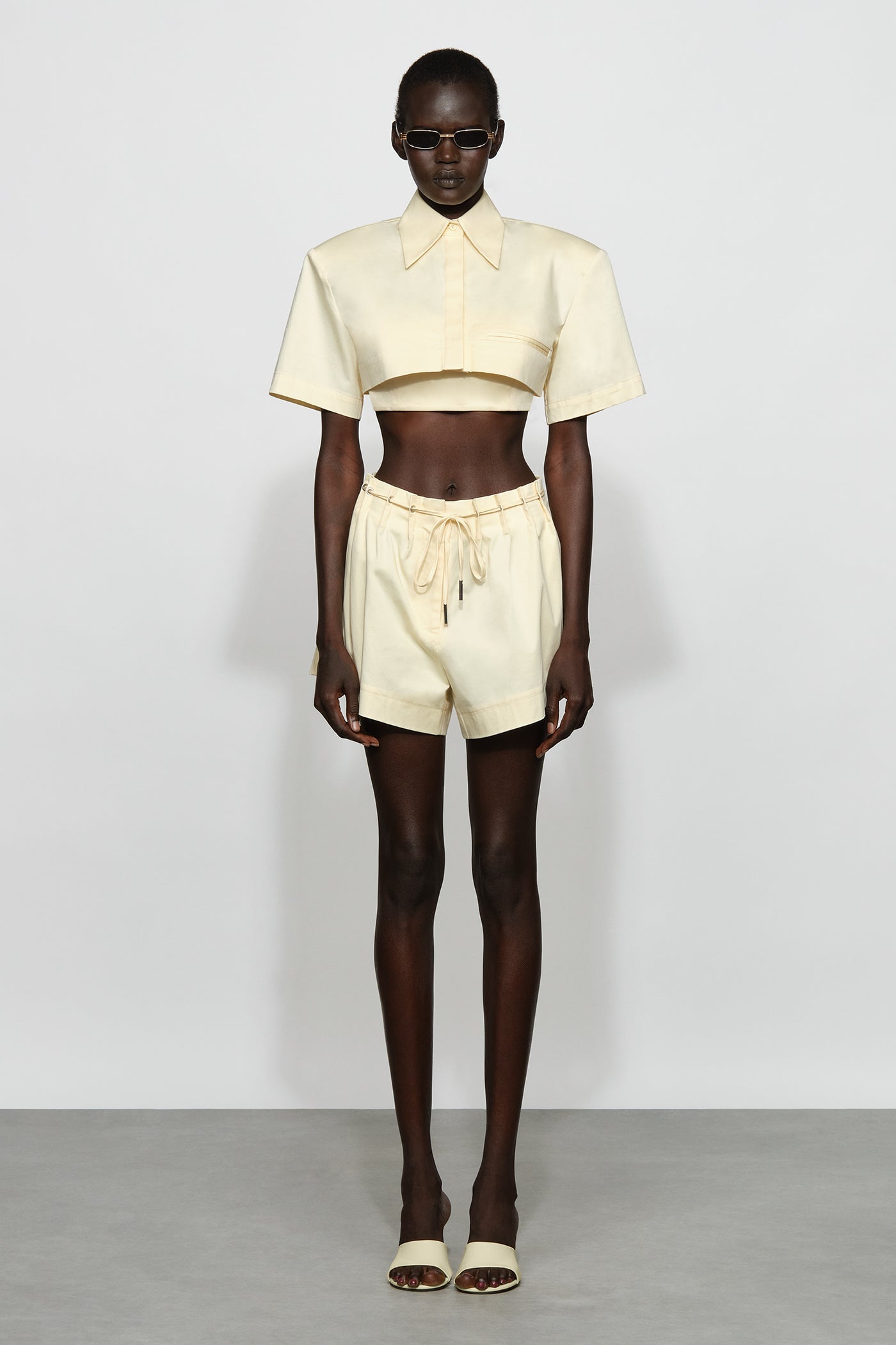 Belted Poplin Butter Yellow Shorts - MATTHÉ - shorts