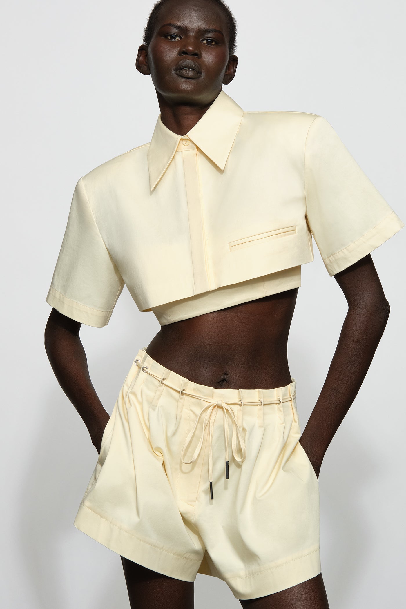 Belted Poplin Butter Yellow Shorts - MATTHÉ - shorts
