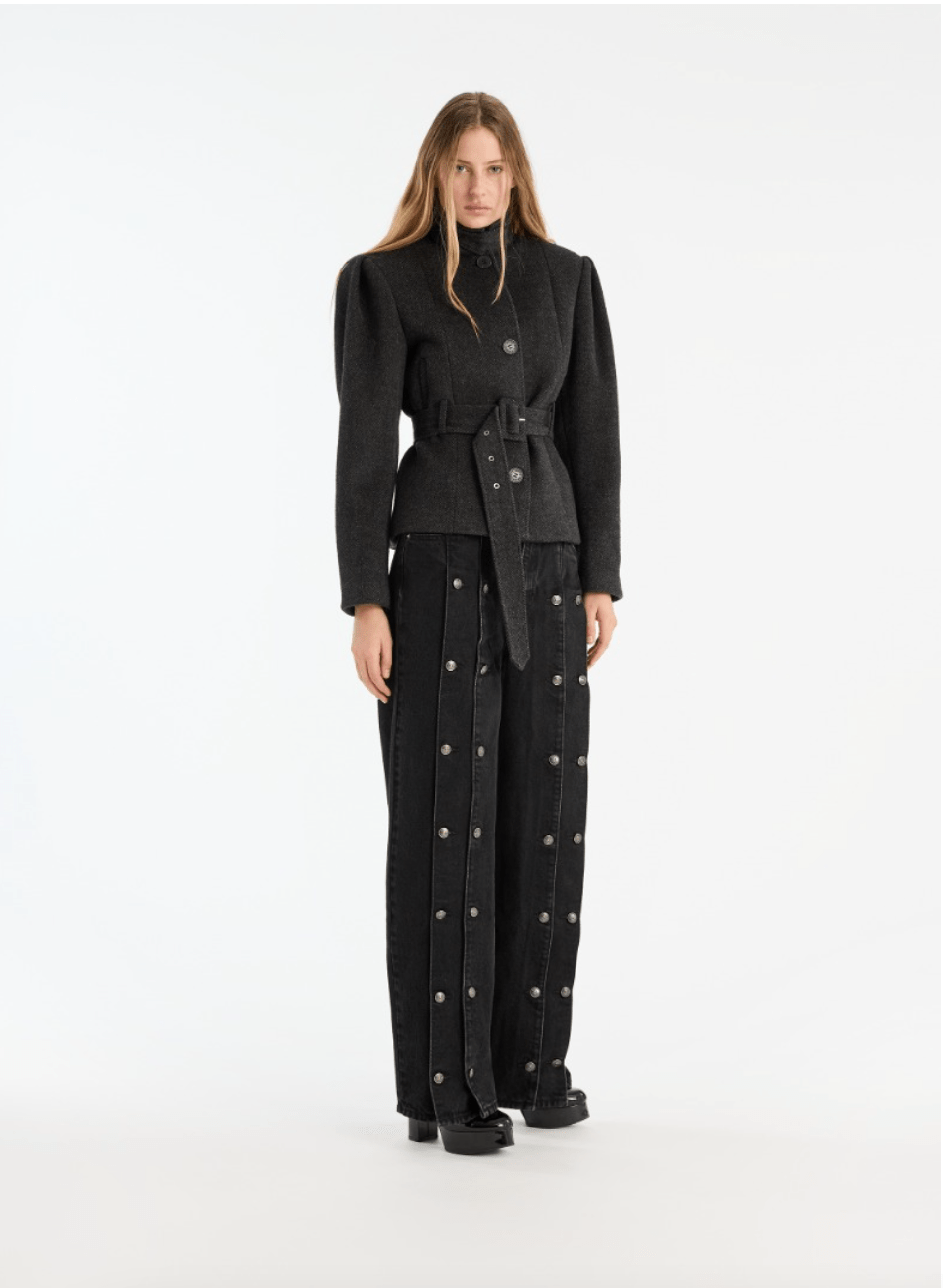 Buttoned Wide Jeans | Black Denim - MATTHÉ - jeans