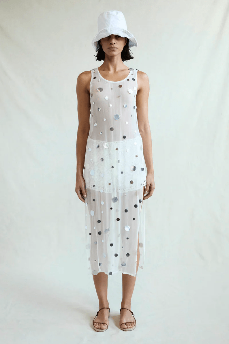 Chloe Sequin Tunic | White - MATTHÉ - tunic