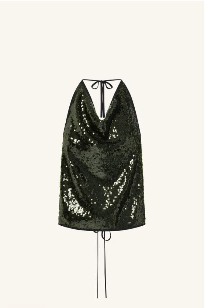 Cowlneck Sequin Top | Seaweed Green - MATTHÉ - Top