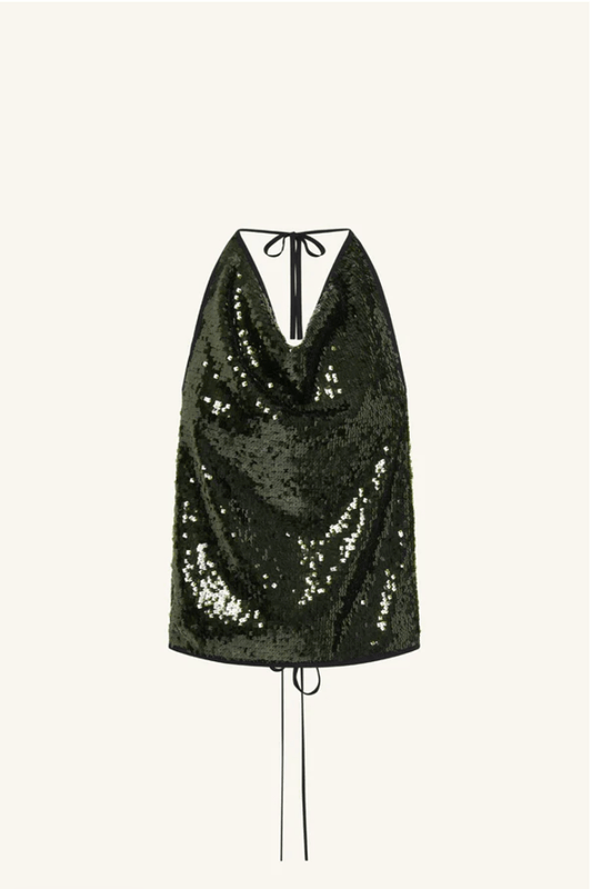 Cowlneck Sequin Top | Seaweed Green - MATTHÉ - Top