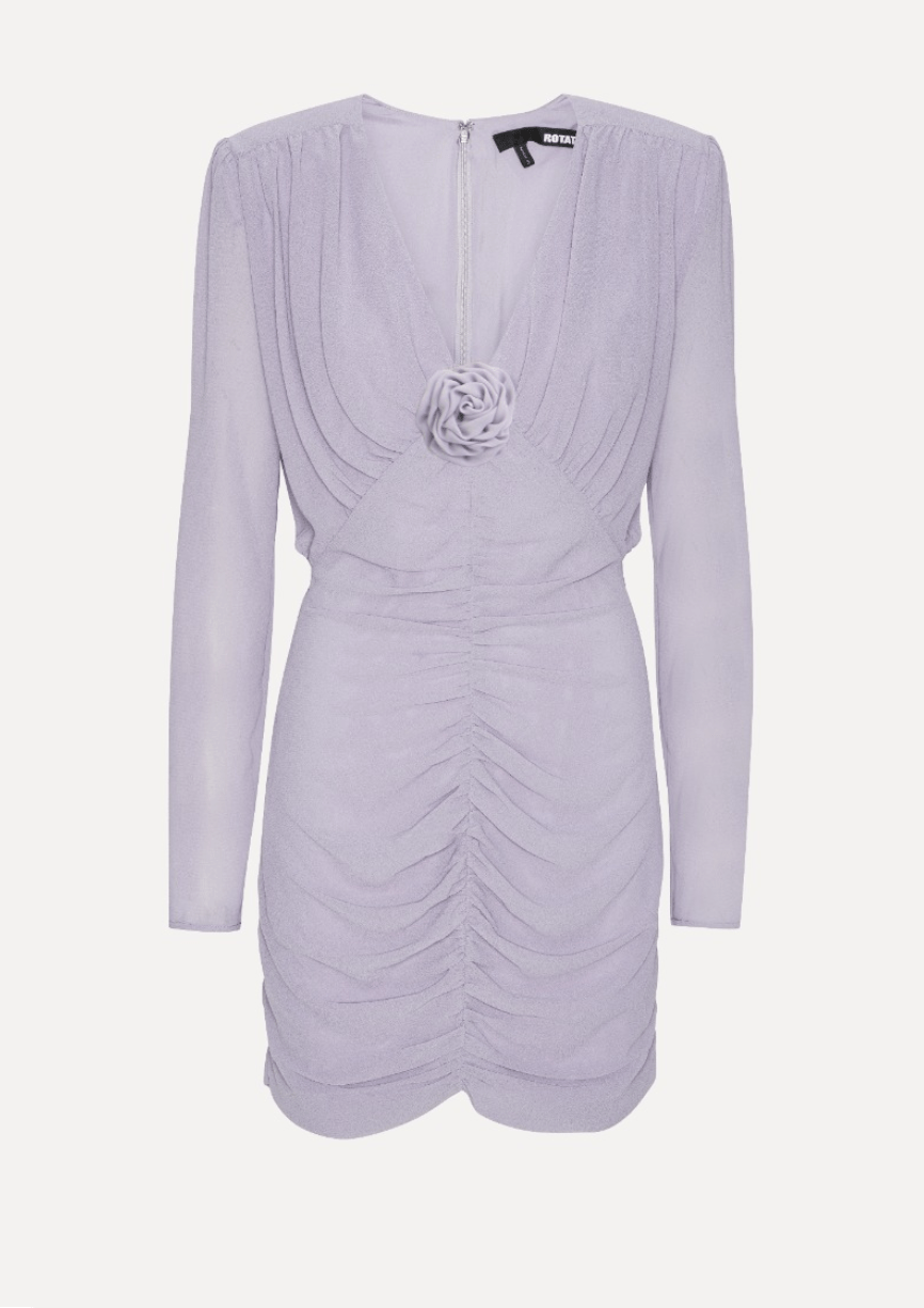 Crepe Mini Gathered Blouson Dress | Lavender - MATTHÉ - Dress