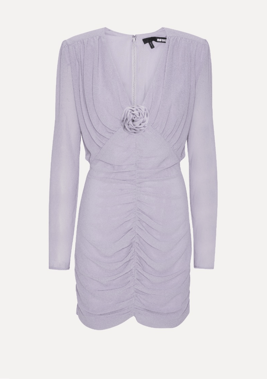 Crepe Mini Gathered Blouson Dress | Lavender - MATTHÉ - Dress