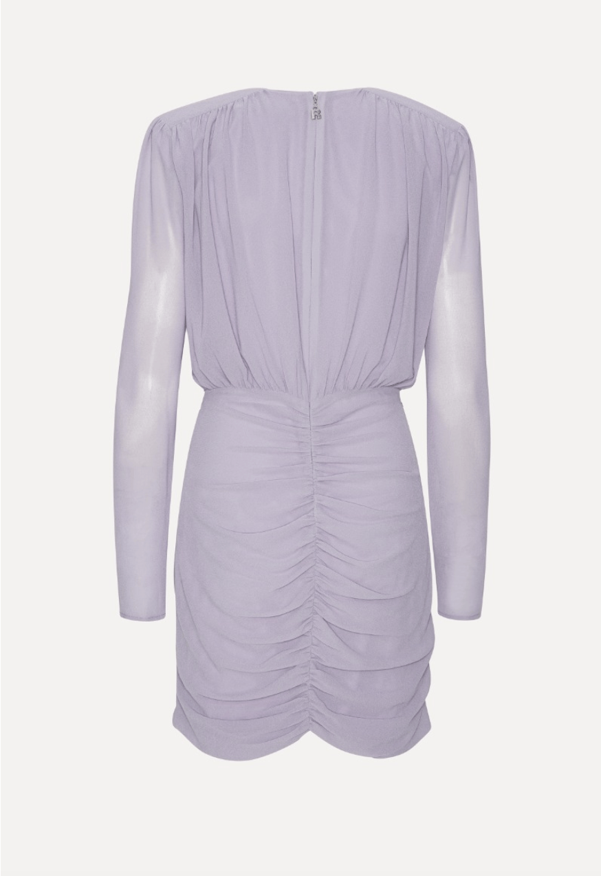 Crepe Mini Gathered Blouson Dress | Lavender - MATTHÉ - Dress