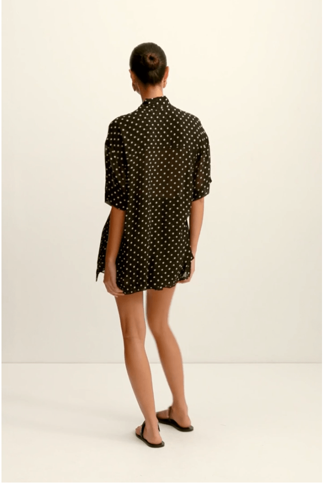 Houston Short Sleeve Tie Neck Blouse - MATTHÉ - BLOUSE