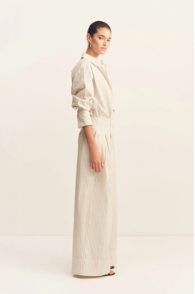 Hudson High Waisted Pant | White Pin Stripe - MATTHÉ - Pant