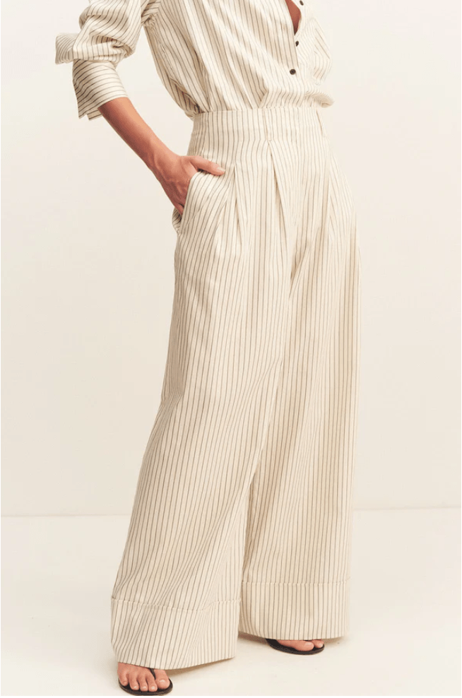 Hudson High Waisted Pant | White Pin Stripe - MATTHÉ - Pant