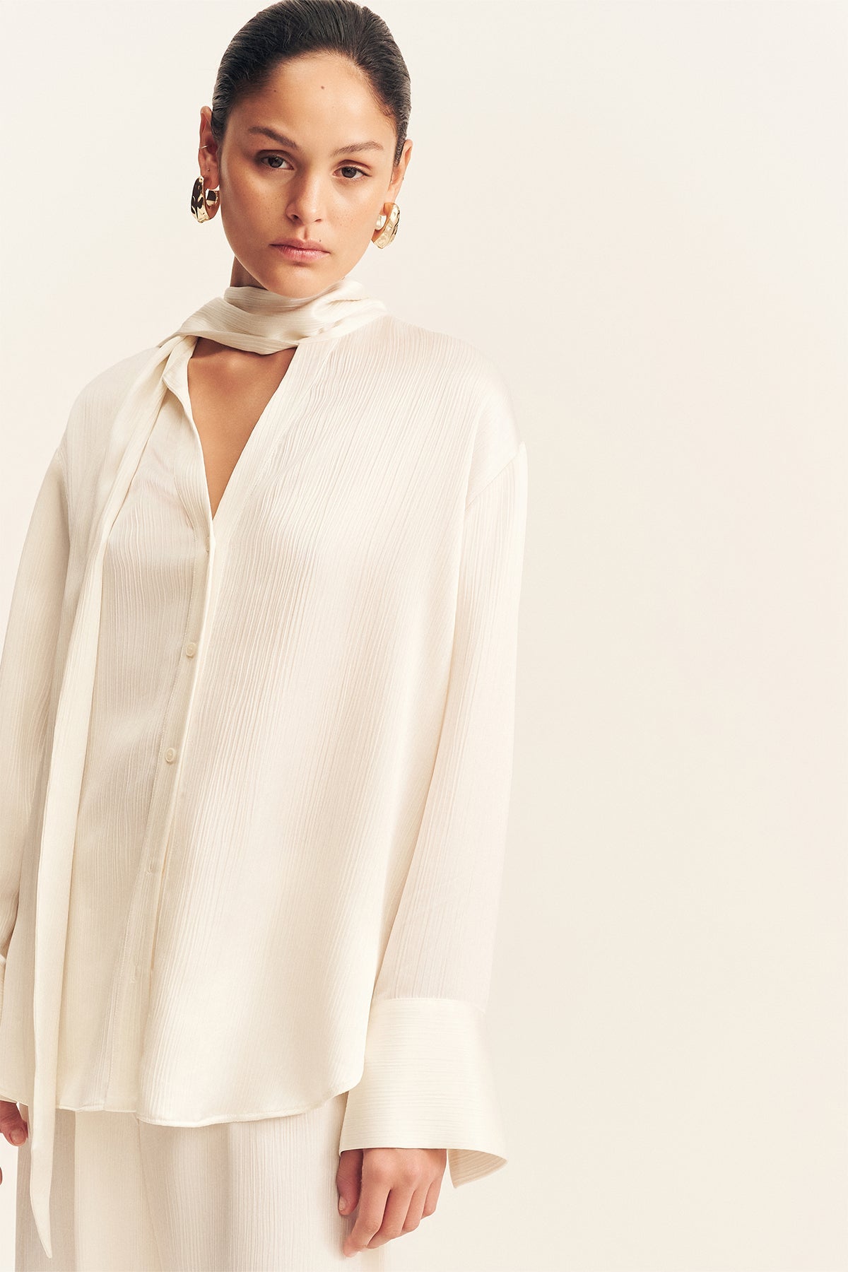 Huxley Long Sleeve Scarf Shirt - MATTHÉ - BLOUSE