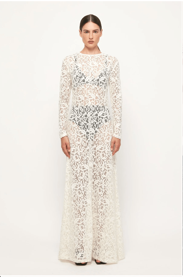 Illusion Off White Lace Maxi - MATTHÉ - Dress