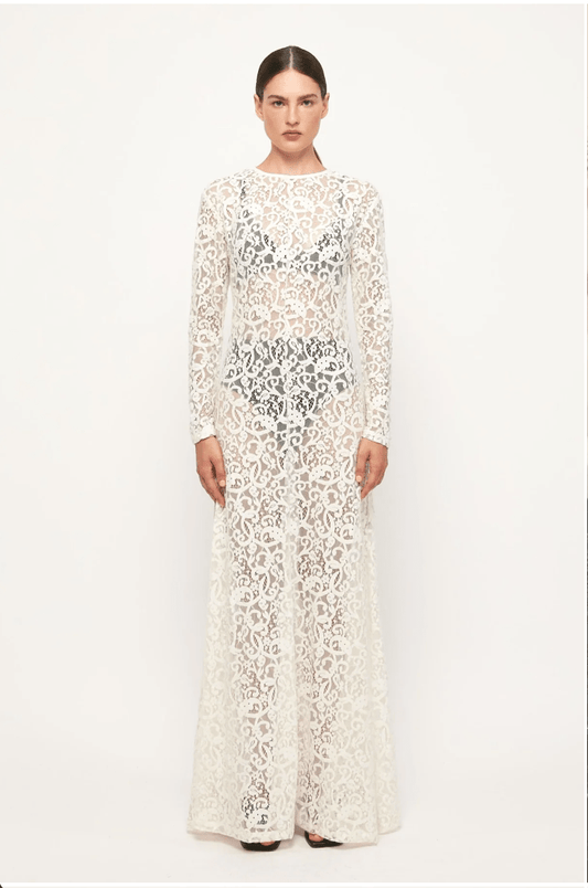 Illusion Off White Lace Maxi - MATTHÉ - Dress