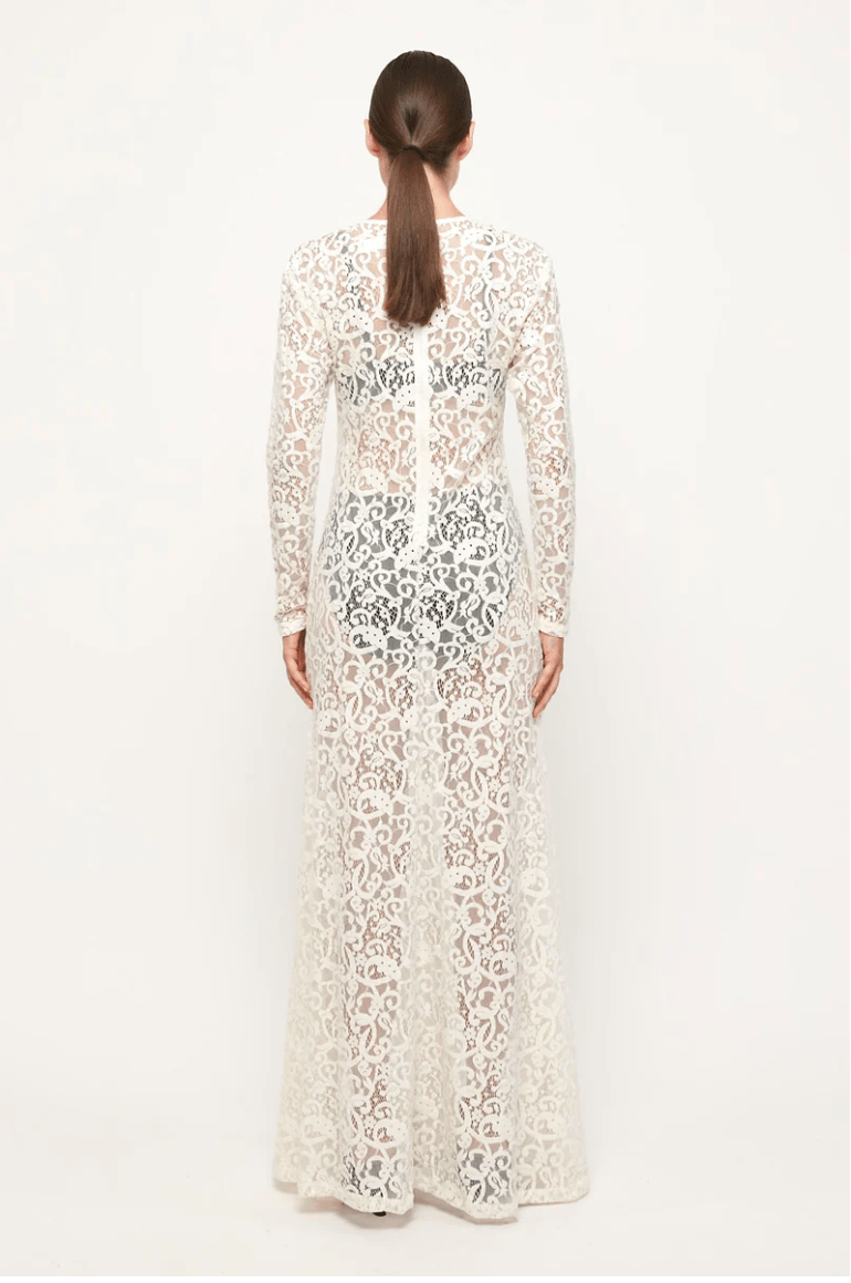 Illusion Off White Lace Maxi - MATTHÉ - Dress