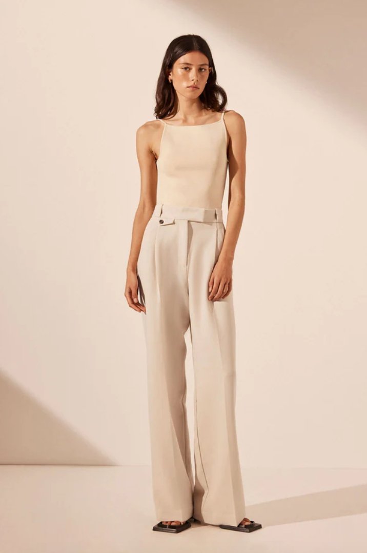 Irena High Waisted Tailored Pants (Bone) | Elegant and Versatile Workwear - MATTHÉ - Pant