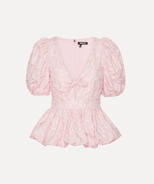 Jacquard Puff Sleeve Top | Light Pink - MATTHÉ - Top