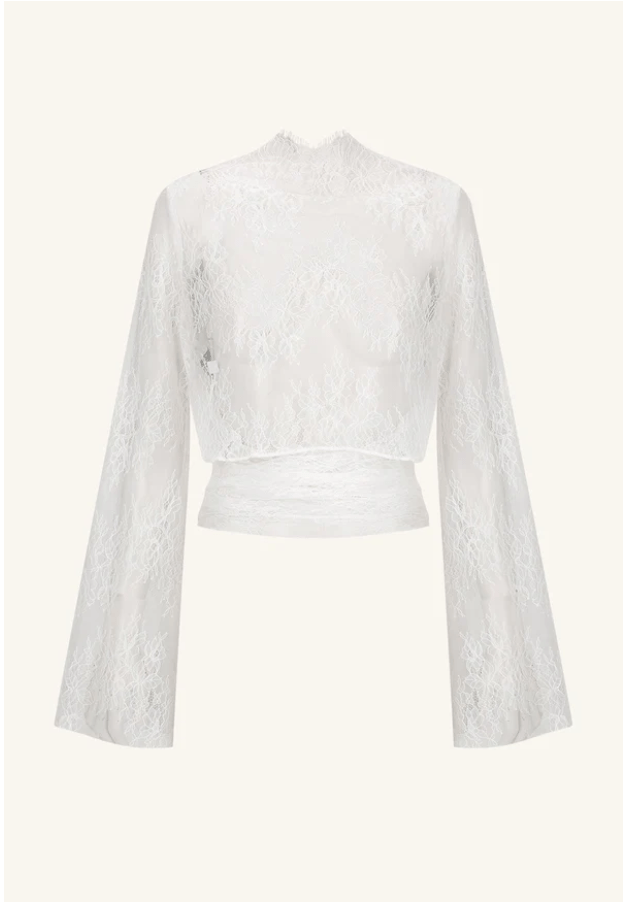 Lambert Lace Long Sleeve Tie Top - MATTHÉ - BLOUSE