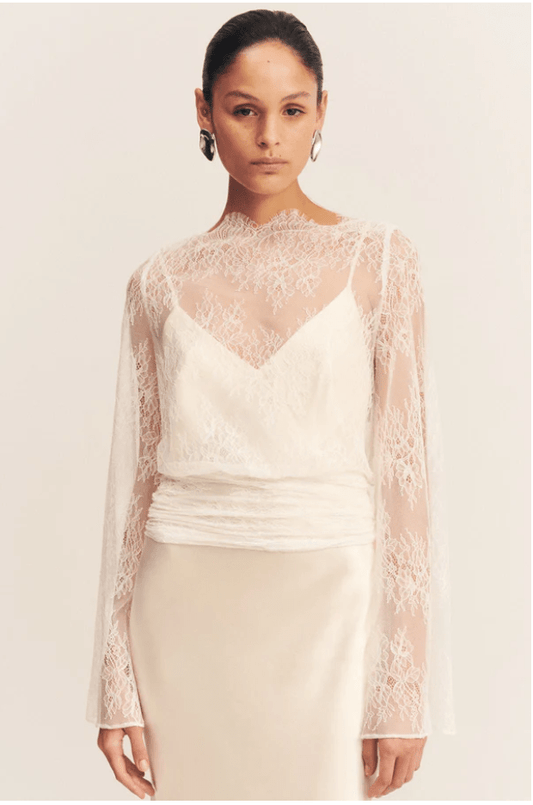 Lambert Lace Long Sleeve Tie Top - MATTHÉ - BLOUSE