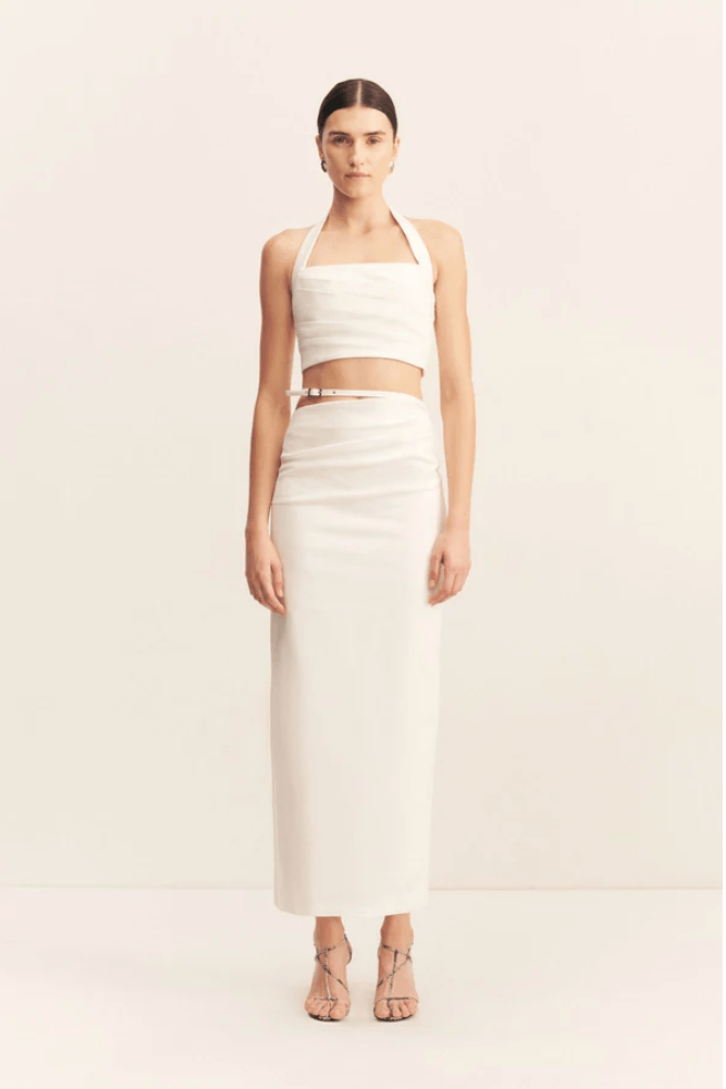 Lani Buckle Midi Skirt | White - MATTHÉ - Skirt