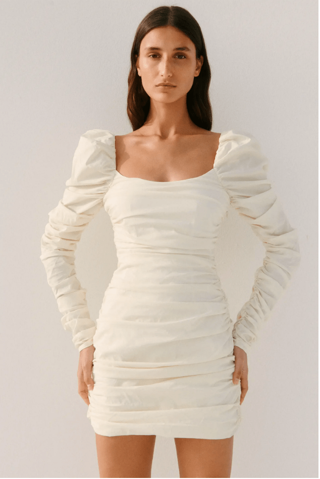 Maxine Ruched Puff Sleeve Dress - MATTHÉ - Dress