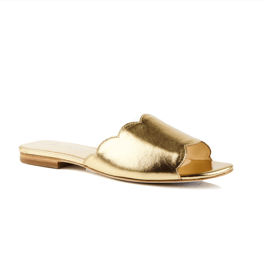 Neva Gold Leather Slides - MATTHÉ - shoes