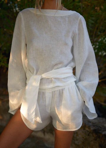 Nova Linen Reversible Wrap Top - MATTHÉ - Top