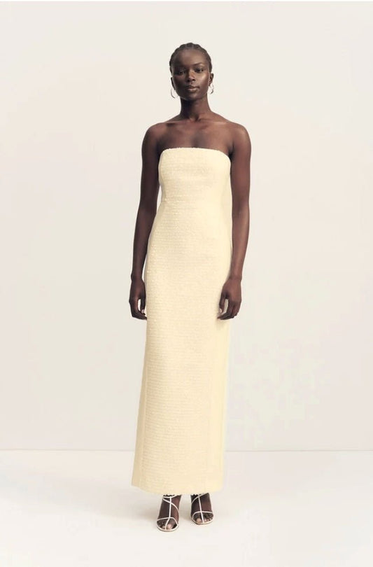 Panelled Sequin Column Dress in Macadamia by Shona Joy