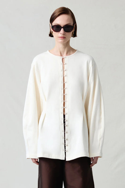 Pinch Waist Cardigan | Ivory - MATTHÉ - Top